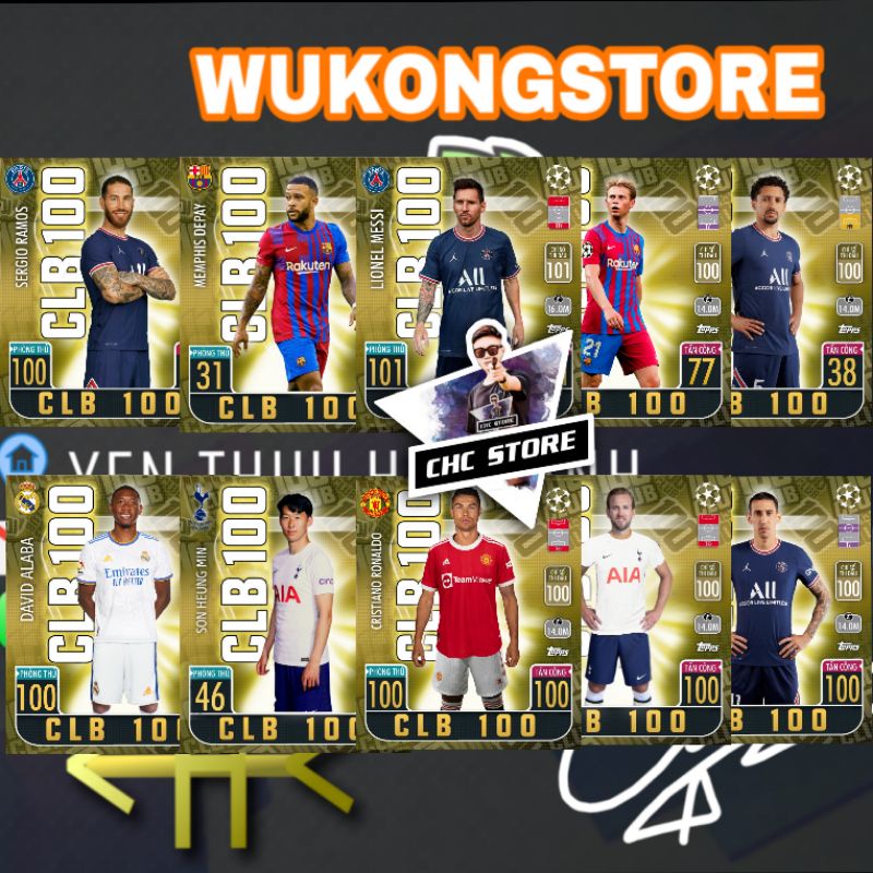 Thẻ cầu thủ match attax Clb 100 21/22 bóng đá câu lạc bộ 100 thêm (2)