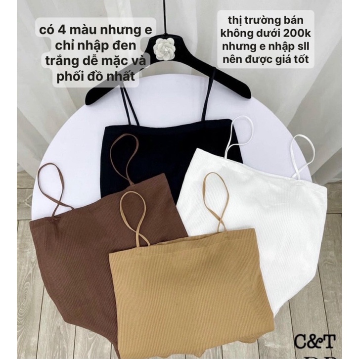 Áo hai dây thun tăm dày dăn có mút ngực hàng loại 1
