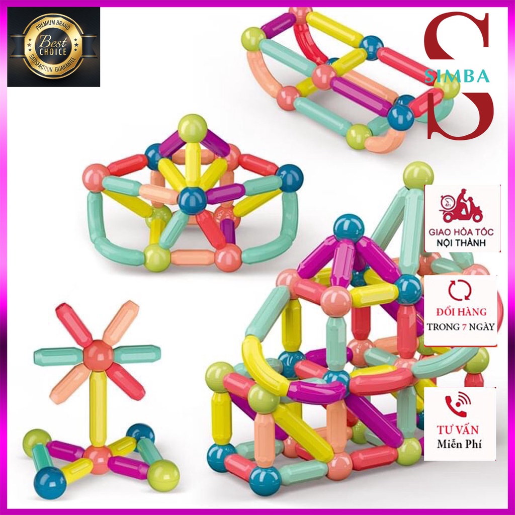 Đồ Chơi Xếp Hình Nam Châm 64 CHI TIẾT CAO CẤP Cho Bé Trai Bé Gái - Bộ Đồ Chơi Lắp Ráp LEGO Đồ Chơi Trẻ Em SIMBA-SHOP