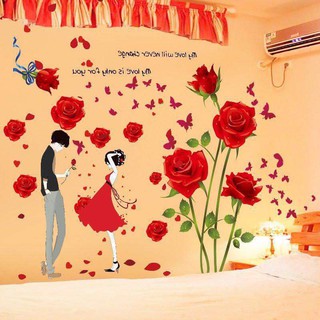 decal dán tường combo hoa hồng