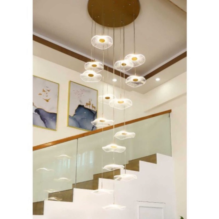 Ảnh thật 200% - Đèn thả thông tầng KATANA cánh lá sen phong cách sang trọng, hiện đại, độc đáo, đèn trang trí hiện đại D