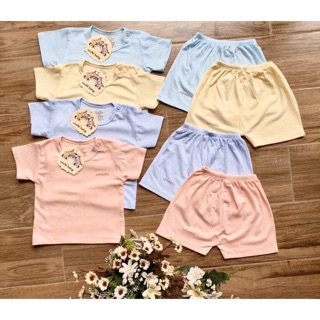 Bộ cotton cộc tay sợi tre unchi siêu mềm mịn cho bé