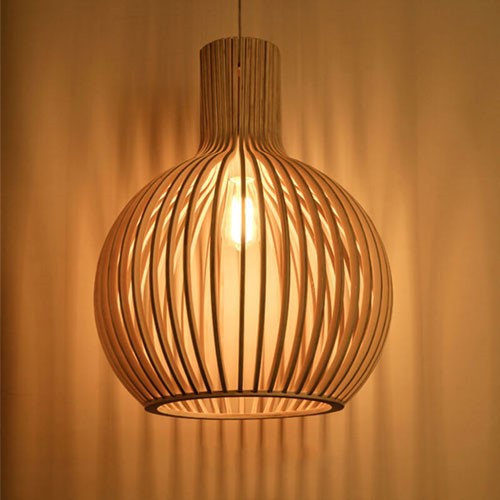 Đèn gỗ củ tỏi DG014 - Đèn gỗ thả trần trang trí nhà cửa, quán cafe, nhà hàng