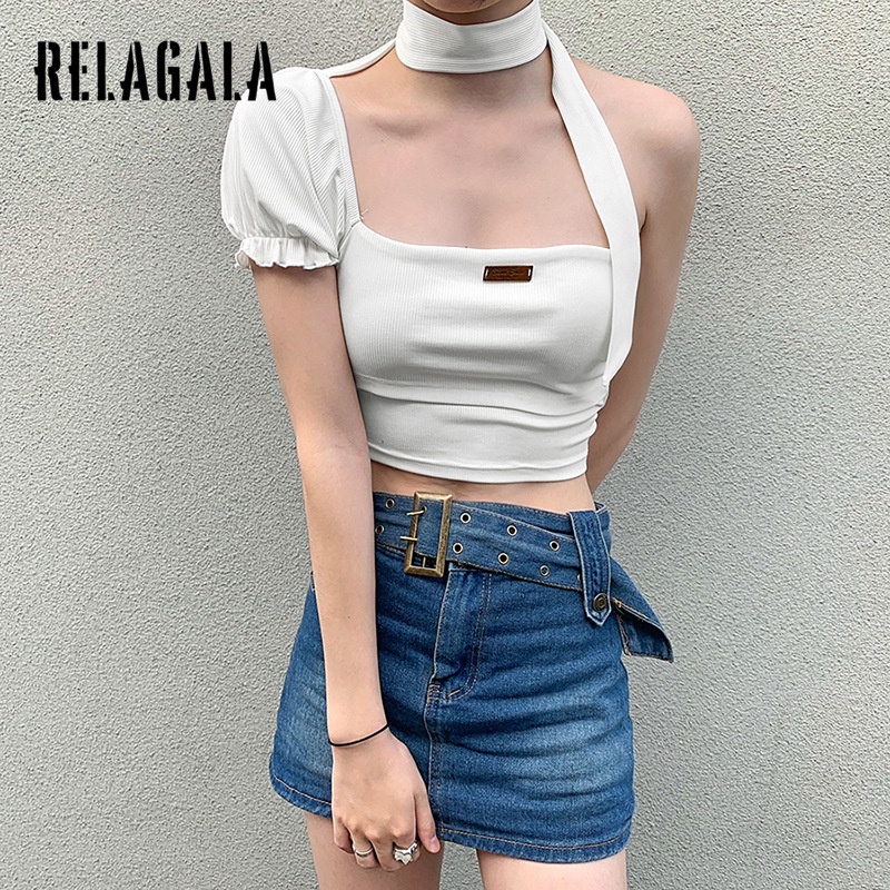Áo Thun Tay Phồng Hở Rốn Màu Trơn Thời Trang Quyến Rũ Cho Nữ 2021 | BigBuy360 - bigbuy360.vn