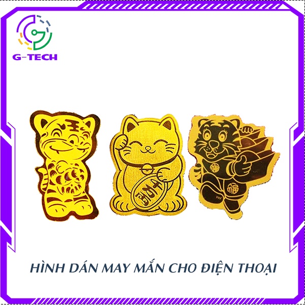 Miếng dán tài lộc hình Mèo Thần Tài Hổ Thần Tài dùng dán lưng điện thoại để ví là quà tặng giúp mang lại may mắn tài lộc
