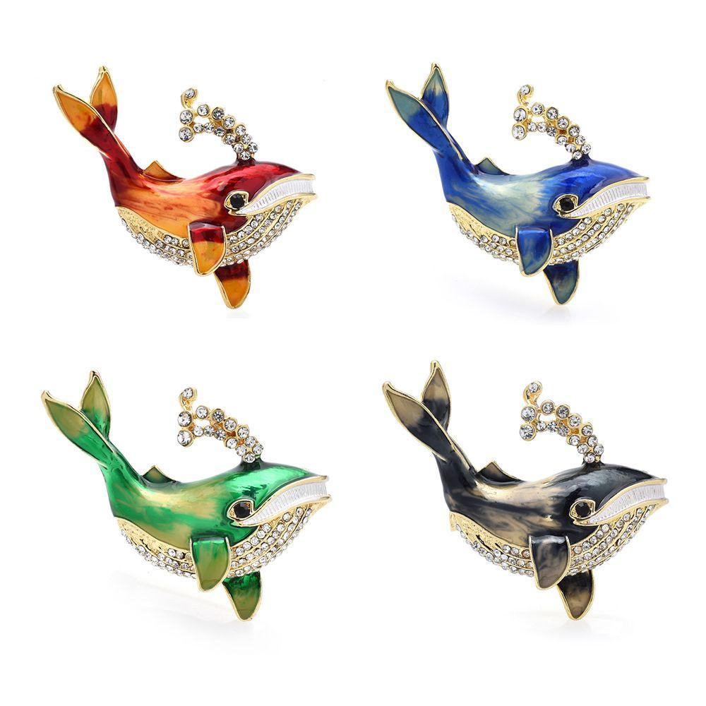 Trâm Cài Áo Hình Cá Voi Tráng Men VANES1|Ghim Cài Cổ Áo Bằng Hợp Kim Phong Cách Hàn Quốc