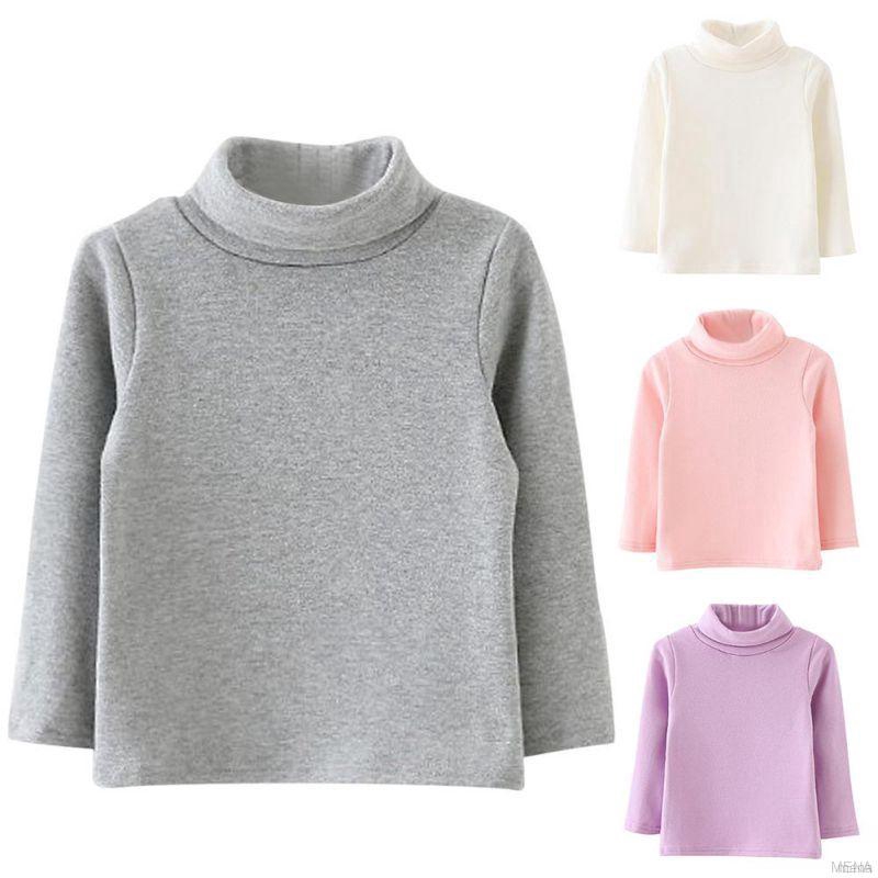 Áo thun cổ cao dài tay thiết kế thời trang cho bé gái
