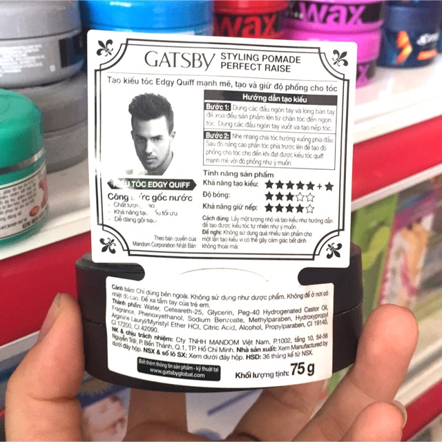 Wax tóc Gatsby tạo kiểu và giữ phồng nếp tóc 75g