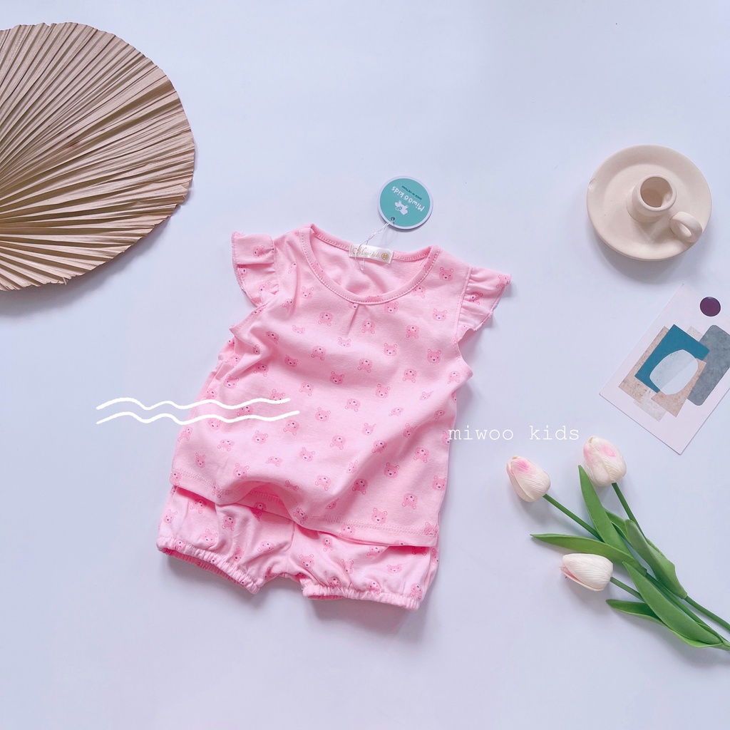 (7-21kg)Bộ thun đùi cotton cánh tiên hãng Miwoo kids họa tiết siêu yêu cho bé gái