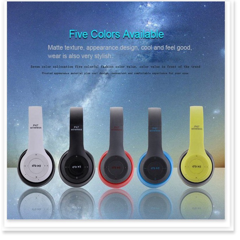 Tai nghe chụp tai Bluetooth P47 có khe thẻ nhớ - Cao cấp | BigBuy360 - bigbuy360.vn