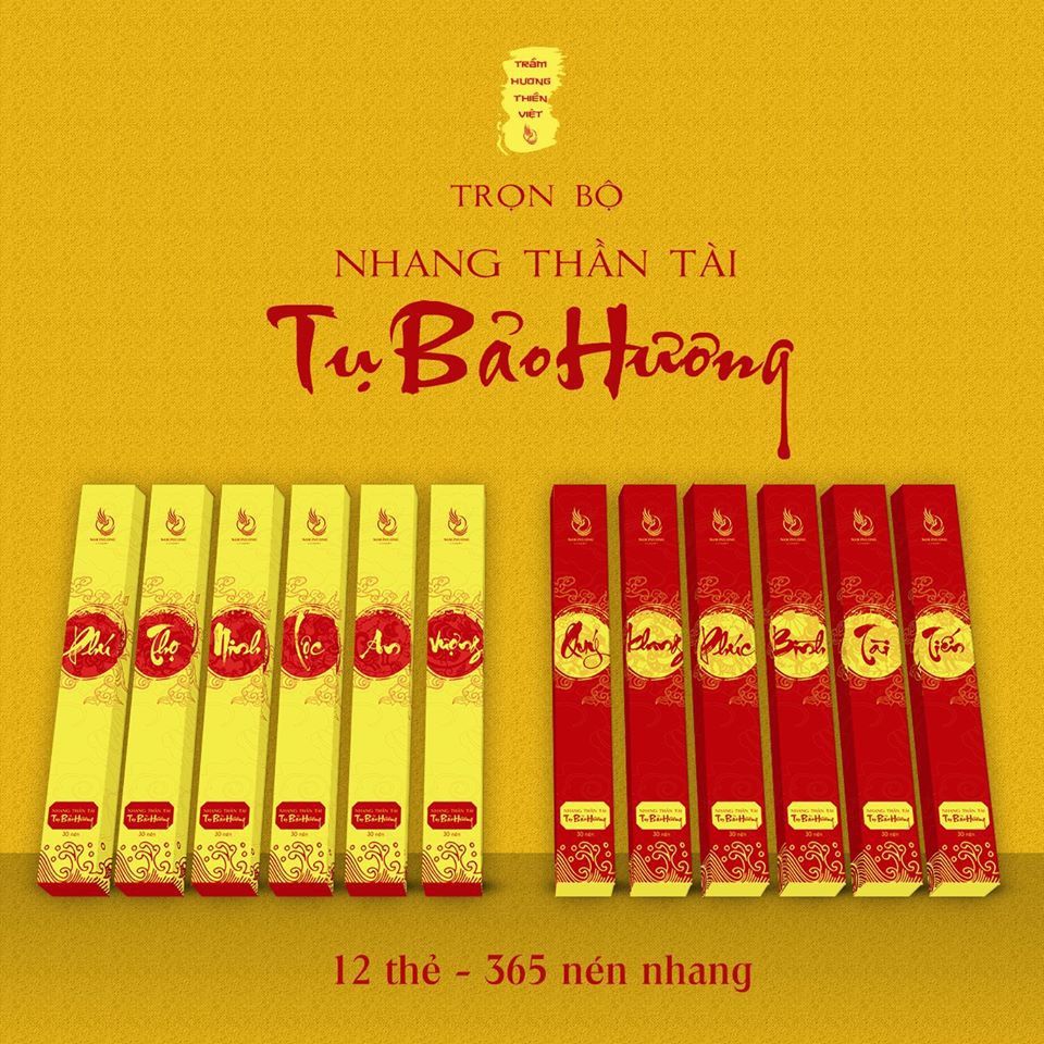 Nhang Thần Tài Việt Nam - Tụ Bảo Hương - Chiêu Tài Hút Lộc Từ Nguyên Liệu Thiên Nhiên 100%