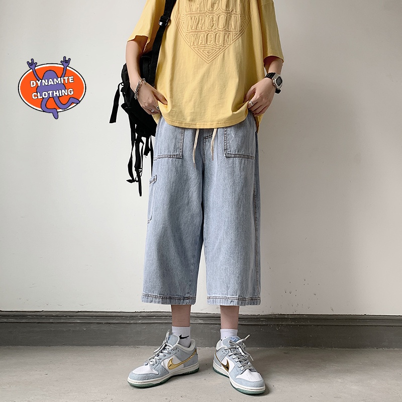 Quần Jean Ống Rộng Phối Túi Lớn Phong Cách Retro Nhật Bản Cho Nam