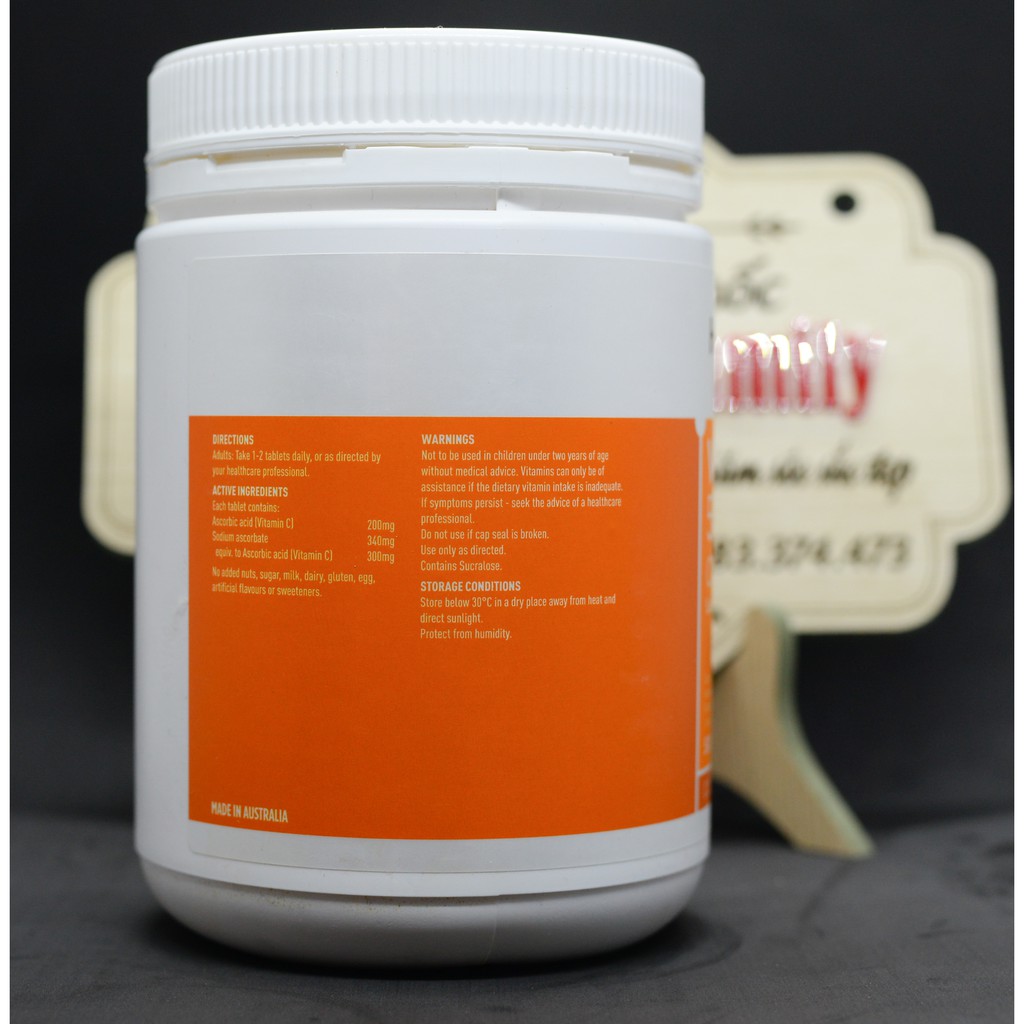 Vitamin C [Úc] HeathyCare Vitamin C 500mg - Siêu to 500 viên - tăng cường sức đề kháng