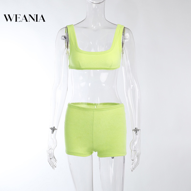 Bộ Áo Tank Top Màu Trơn Và Quần Short Mềm D0321