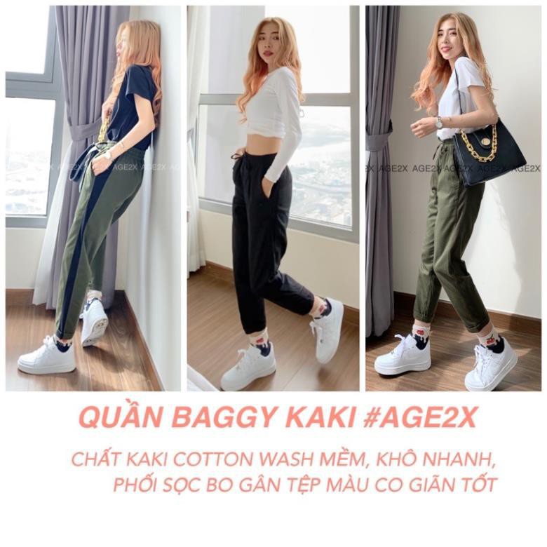 Quần BAGGY KAKI 3 màu ĐEN, XÁM, LÍNH AGE2X