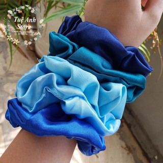 B48- Dây buộc tóc scrunchies vải lụa và phi bóng