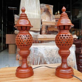 Cặp đèn thờ gỗ xà cừ size 41 hàng cao cấp loại 1 -hàng loại 1