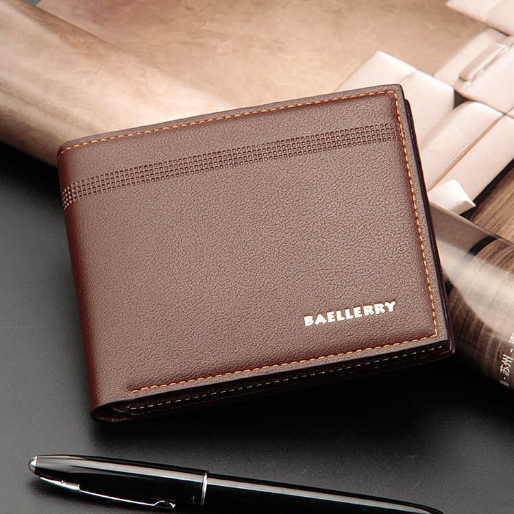 Bóp ví da nam Baellerry cao cấp  kiểu dáng ví ngang dập nổi màu đen, nâu nhiều ngăn đựng thẻ giấy tờ MSP BR003