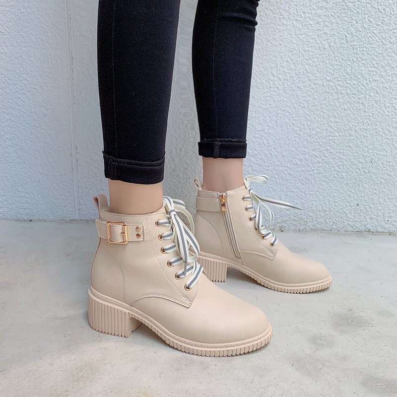 Giày bốt Nữ phong cách Anh quốc cổ cao đế cao 5P | BigBuy360 - bigbuy360.vn