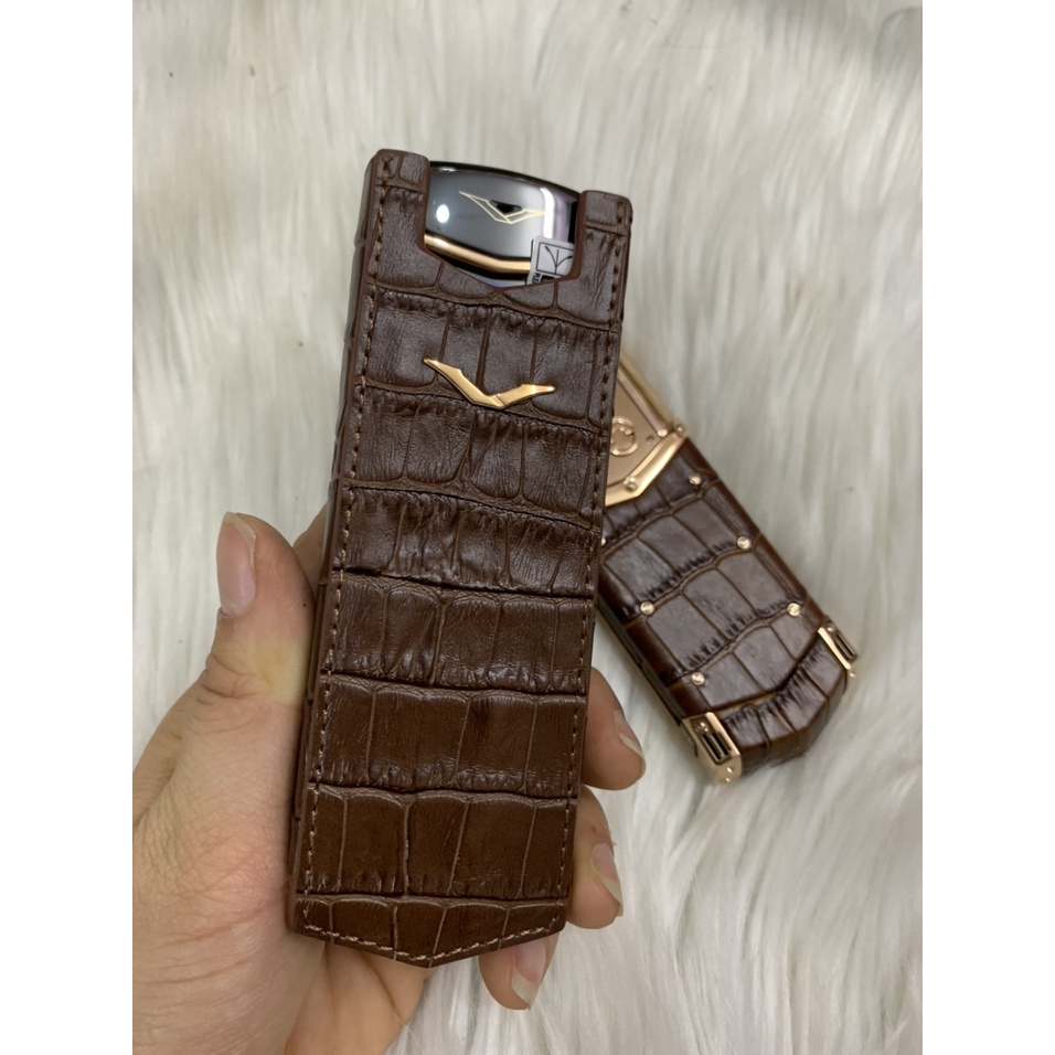 Bao da Vertu Singature S đứng không nắp da cá sấu cực đẹp