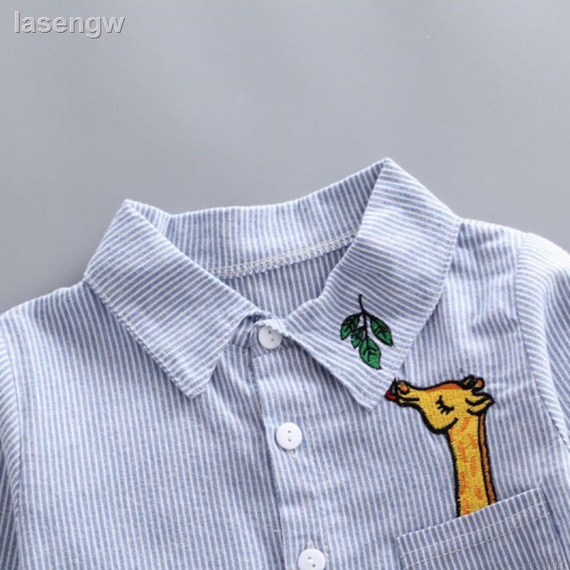 ✁♞Set áo sơ mi kẻ sọc phối quần tây phong cách Hàn Quốc thời trang cho bé trai
