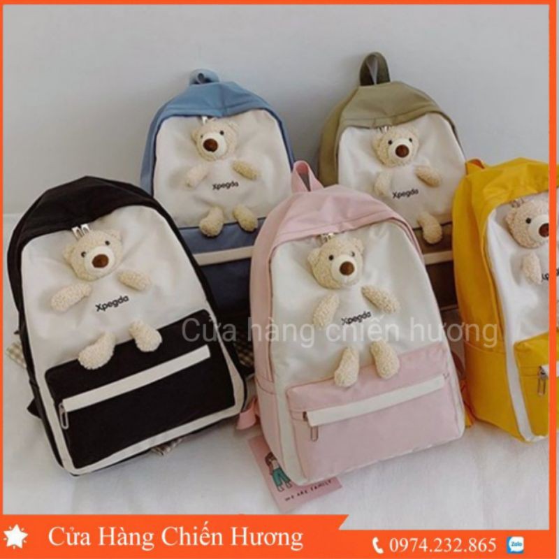 Balo UlZZANG Thời Trang Chống Nước Kèm Gấu Xinh BH01