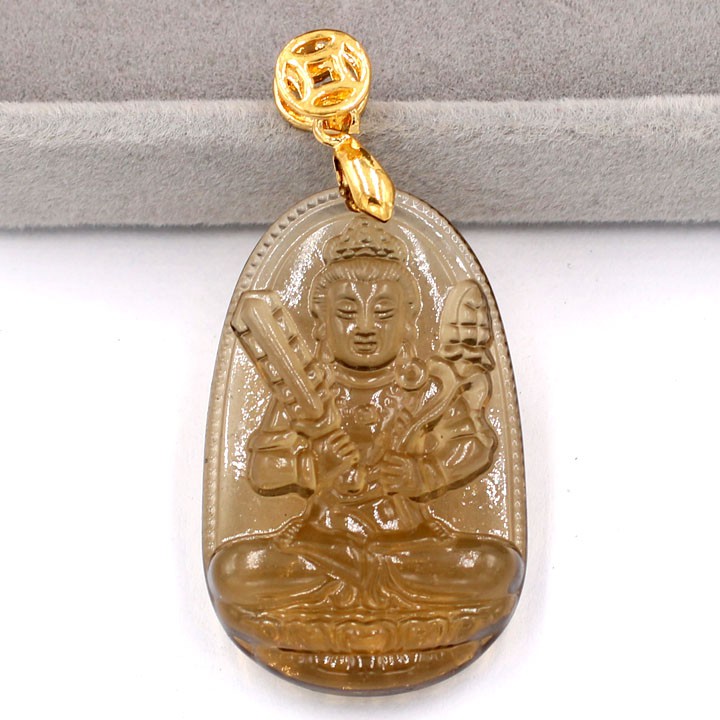 Mặt Phật Hư Không Tạng Bồ Tát 3 cm màu nâu khói MPOBK6 - Hộ mệnh tuổi Sửu, Dần