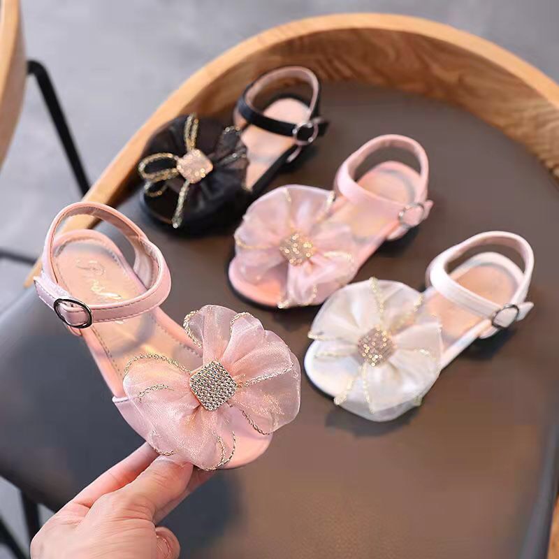Sandal cho bé gái đi mùa hè nơ bánh bèo siêu điệu êm chân có quai chống tuột vv775