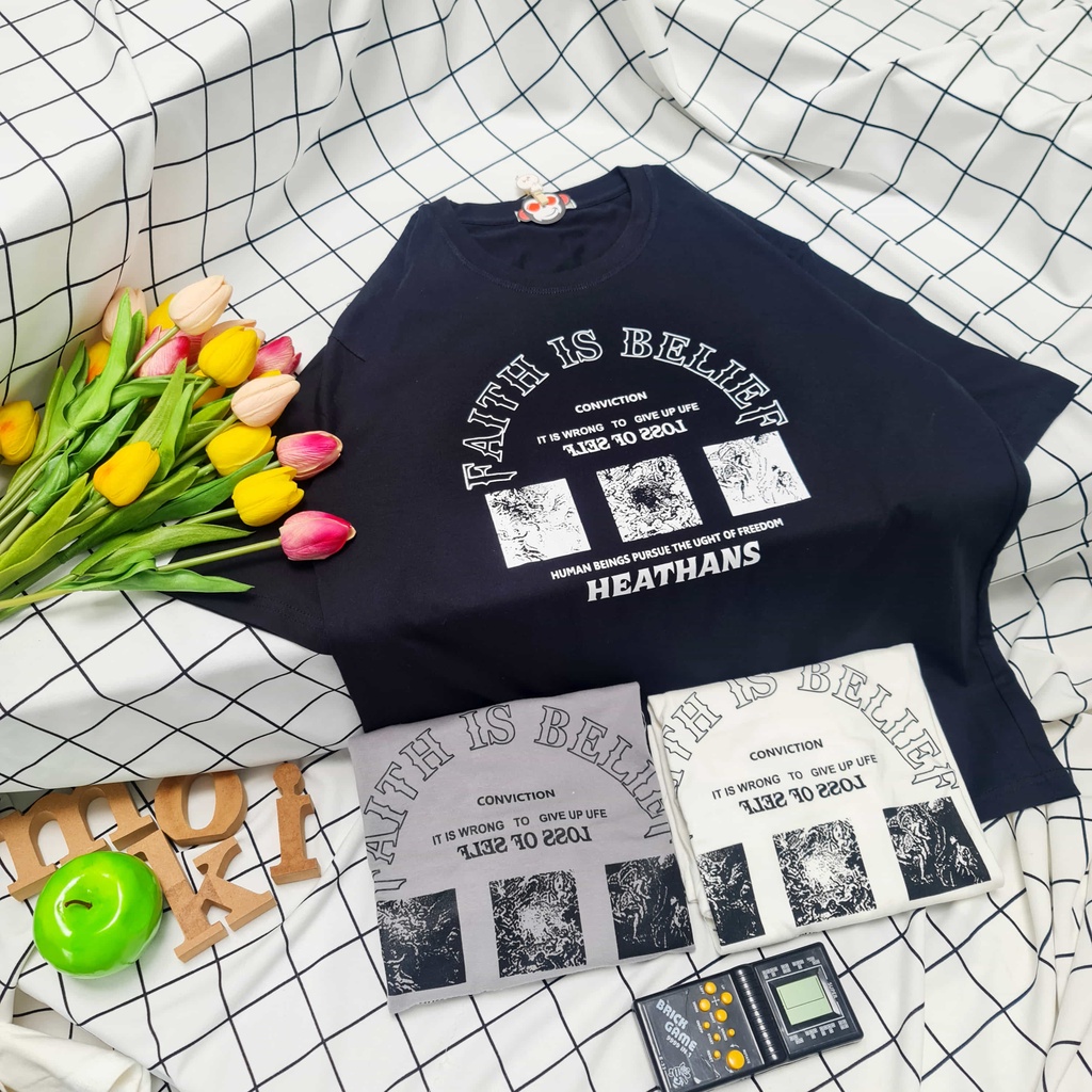 Áo phông áo thun nam nữ tay lỡ from rộng freesize chất cotton thoáng mát mokishop