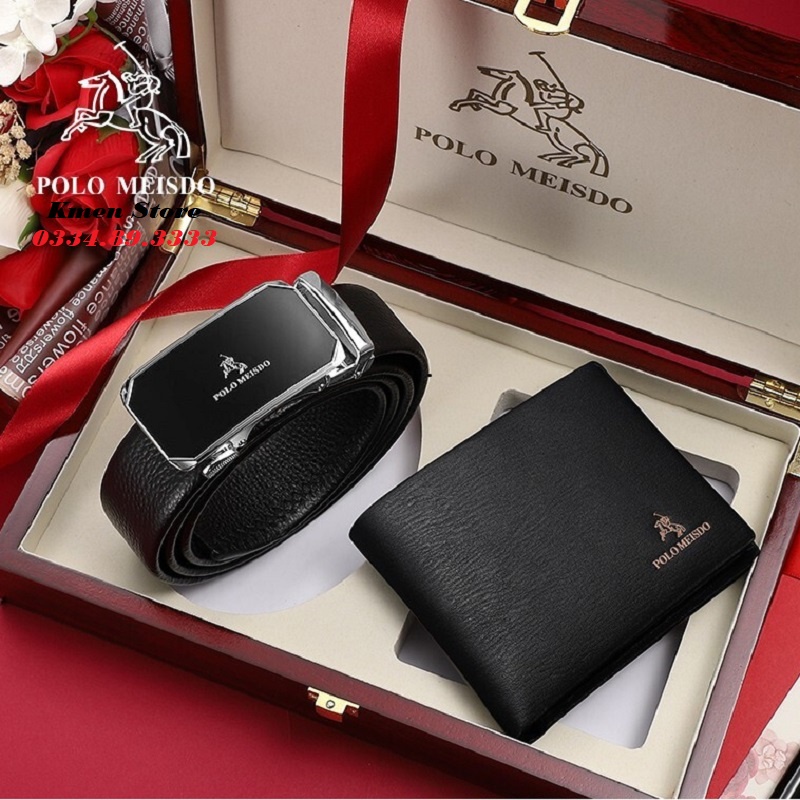Set Ví Thắt Lưng Da Nam, Combo Dây Lưng Nam, Ví Da Nam Cao Cấp POLO MEISDO