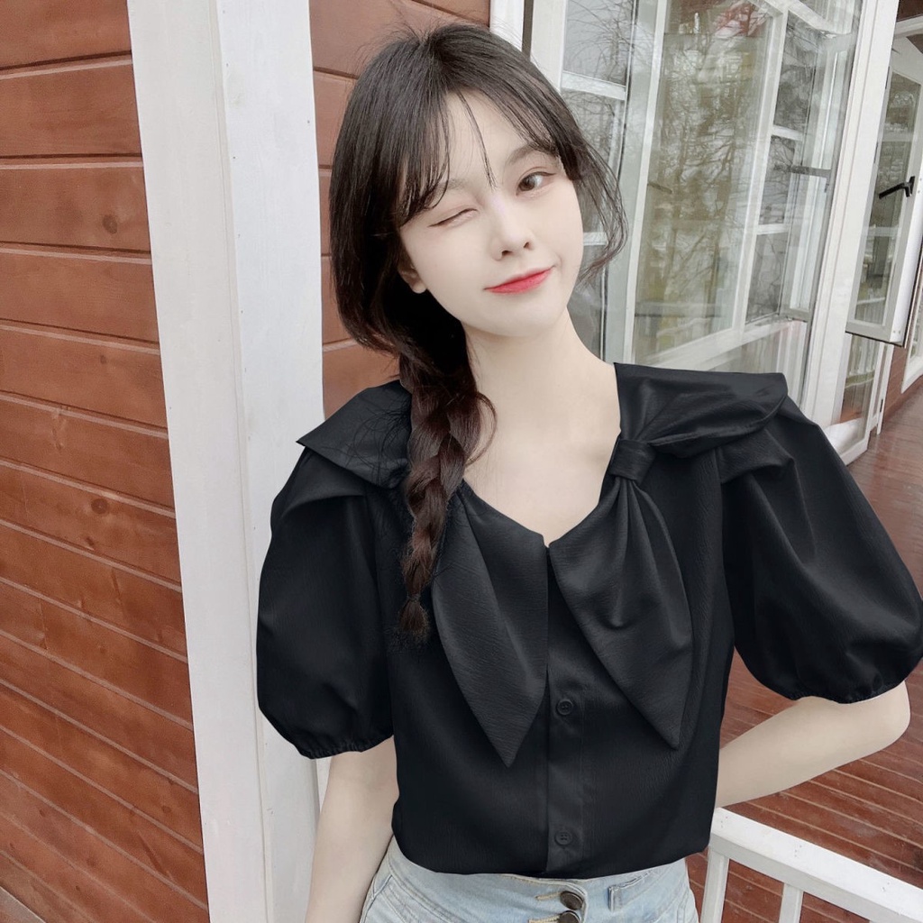 Áo Sơ Mi Tay Ngắn Phồng Thời Trang Mùa Hè Xinh Xắn