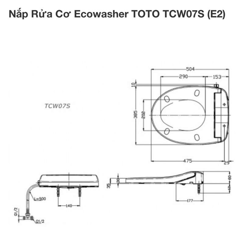 Nắp bồn cầu thông minh cơ kèm vòi xịt tự rửa TOTO TCW07S chính hãng, vòi phun tự rửa gắn vừa tất cả các bồn cầu Toto