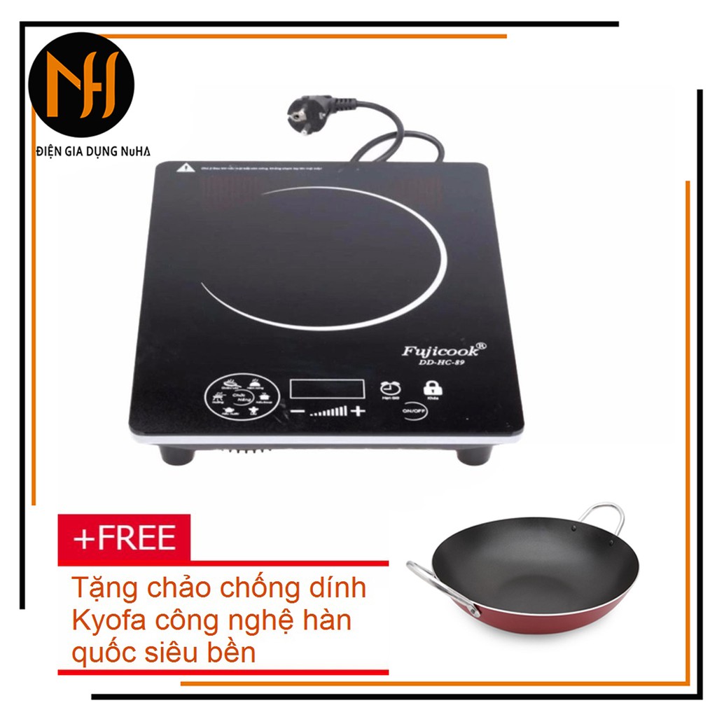 Bếp hồng ngoại Fujicook HC - 89 Đen tặng chảo chống dính kyofa 2 quai, bảo hành 12 tháng, sản phẩm không kén nồi chảo