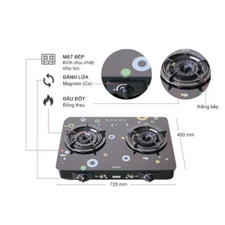 Bếp gas đôi Rinnai RV-715Slim(GL-Bubble) HÀNG CHÍNH HÃNG