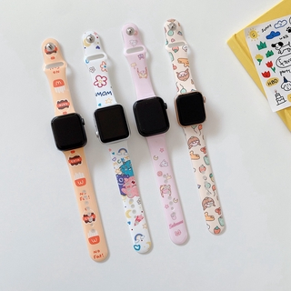 Dây đeo silicon họa tiết hoa/quái vật T5 dành cho đồng hồ thông minh Apple Watch 7 6 SE 38mm 40mm 42mm 44mm 2 3 4 5