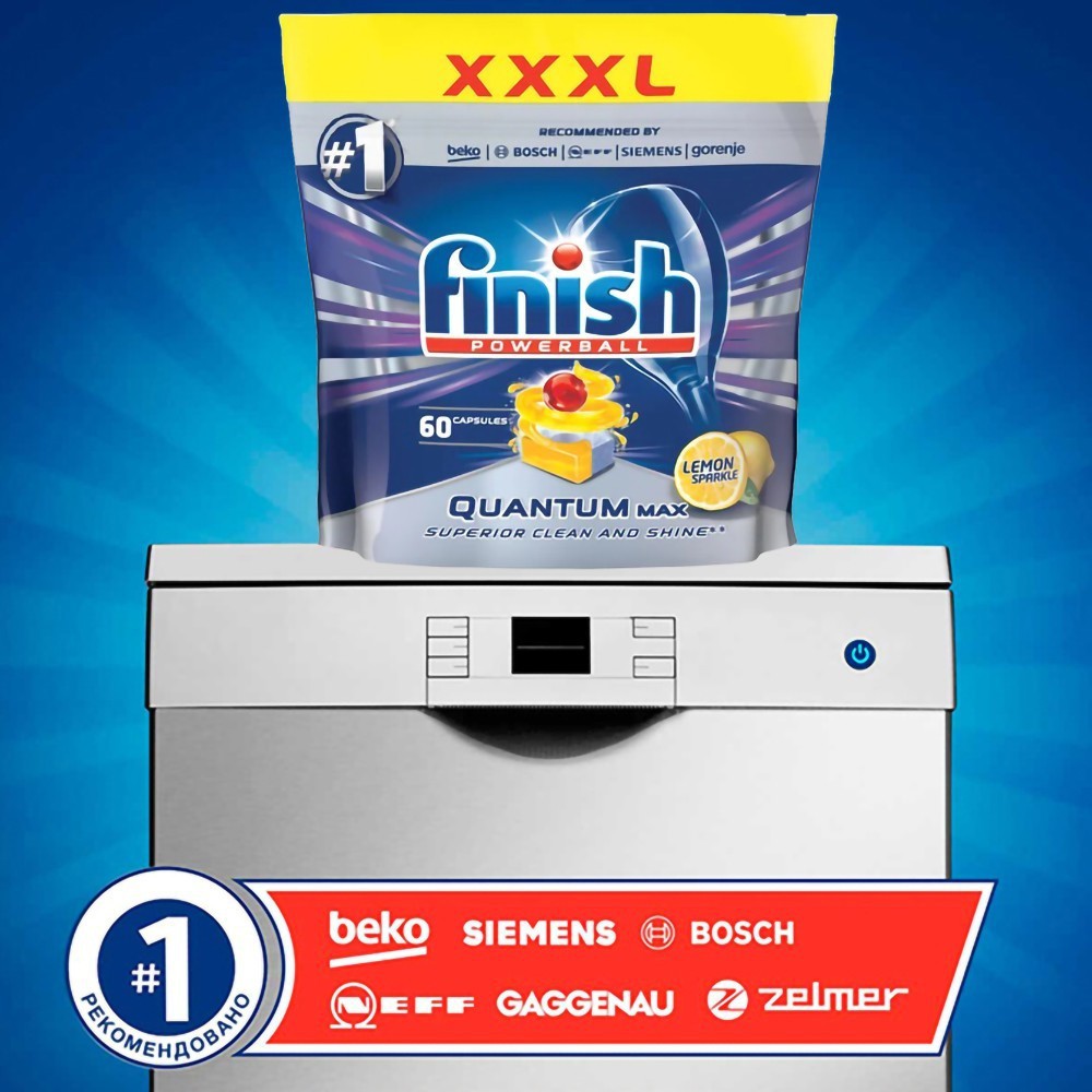 Viên rửa bát Finish Quantum Max Túi 60 viên hương Chanh - Hãng Bosch máy rửa chén khuyên dùng