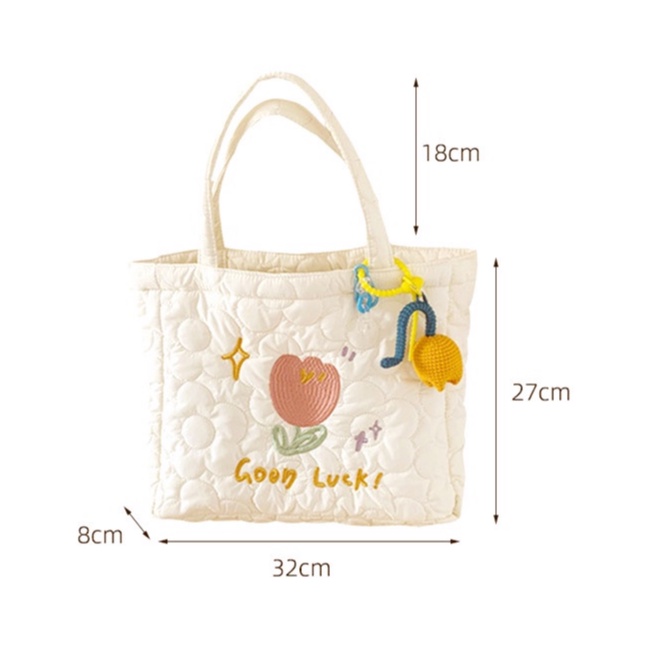 Túi Xách Cỡ Lớn Thêu Họa Tiết Xinh Xắn