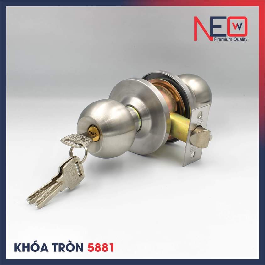 (CHÍNH HÃNG) Ổ Khóa Cửa Tay Nắm Tròn NEO Cao Cấp INOX 304 3 chìa dùng khóa Cửa Đi, Phòng, Tolet, Nhà Kho