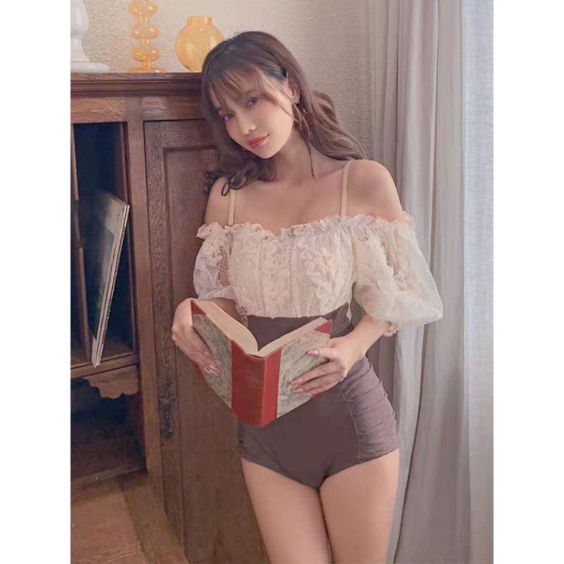 Bikini 2 mảnh phối ren thêu hoa