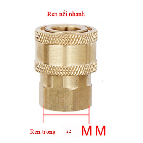 Ren nối nhanh 22mm (ren trong) cho bình bọt tuyết, phụ kiện rửa xe