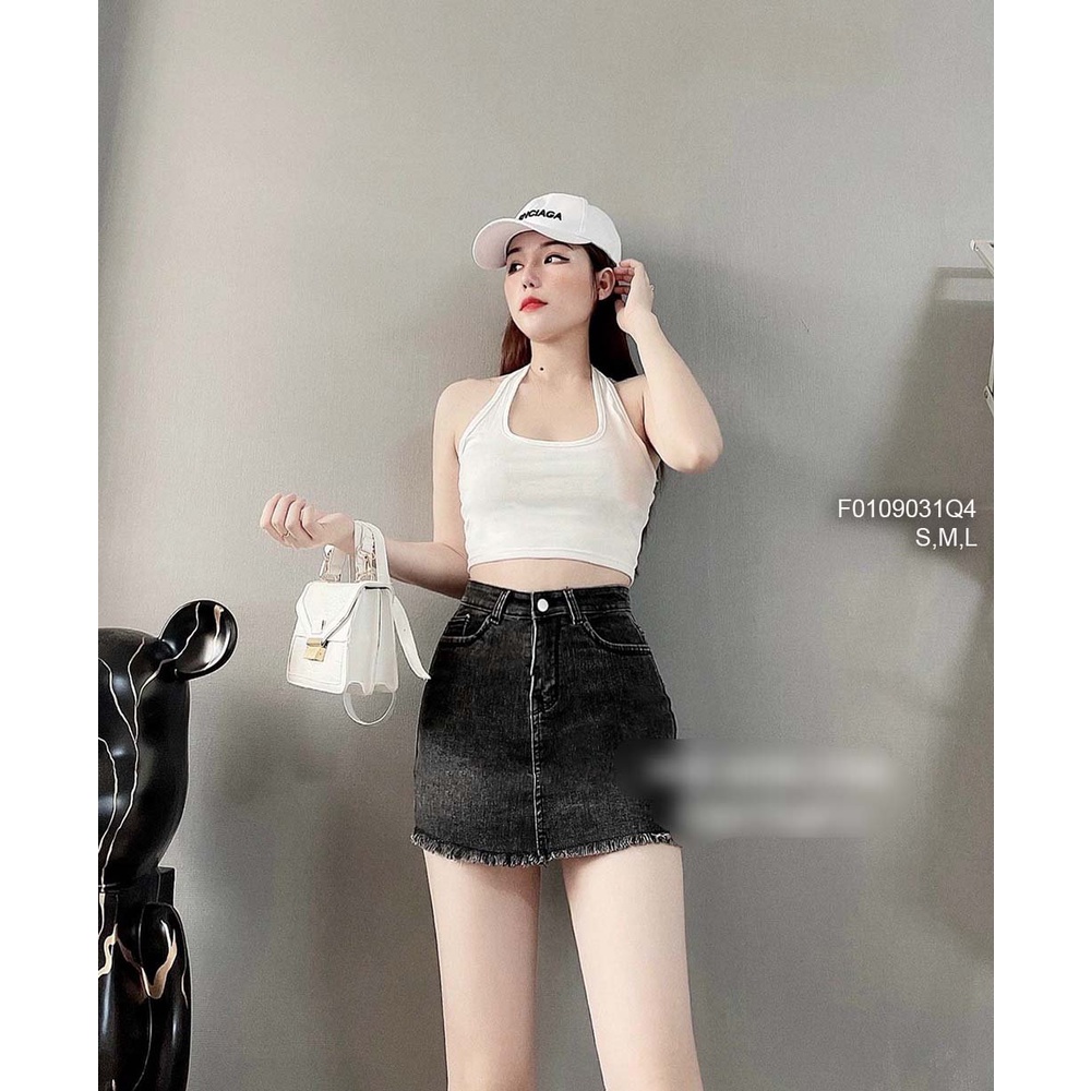 Chân váy jean ngắn lót quần trong lưng cao hàng đẹp!