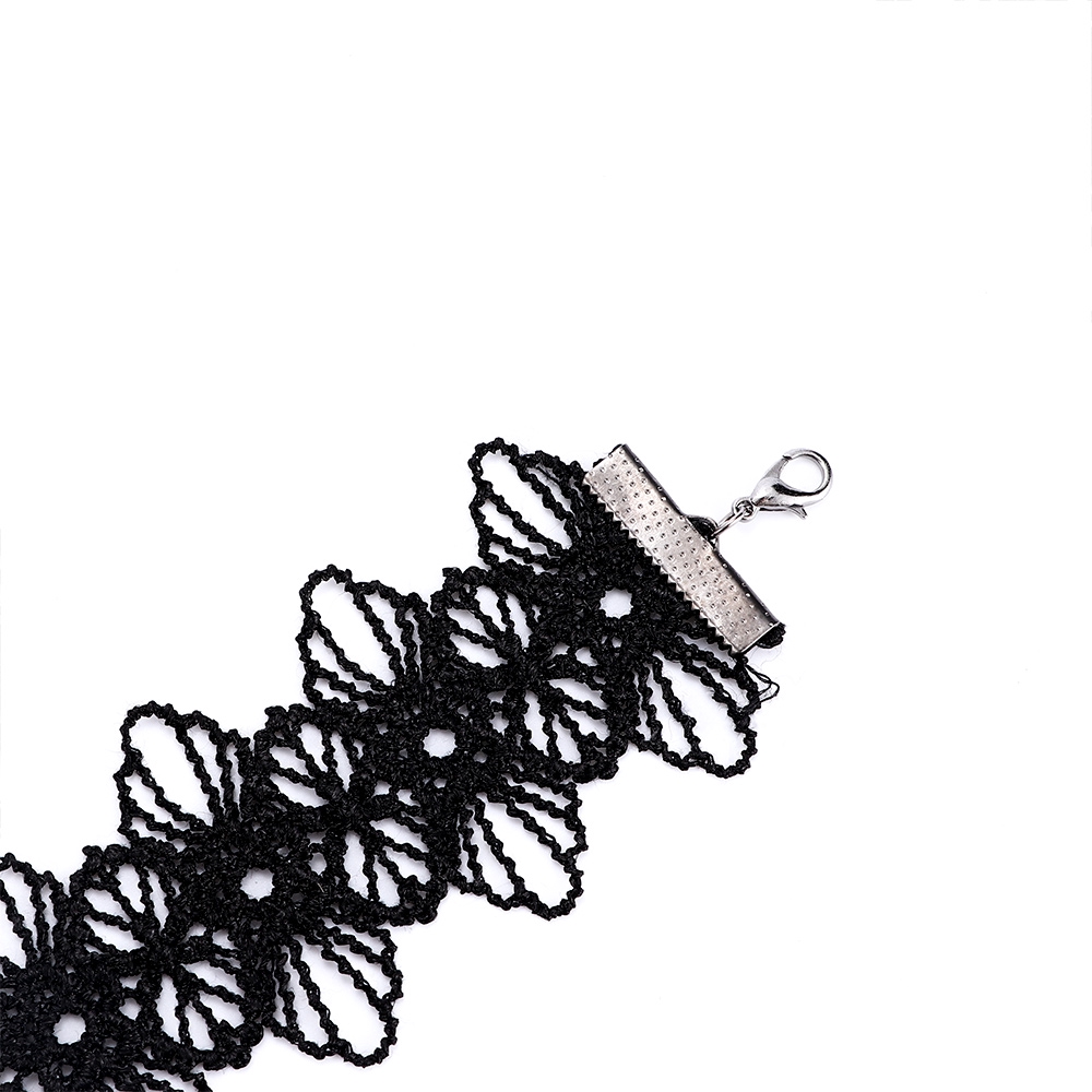 Vòng cổ Choker đen hoa ren thời trang Gothic cho nữ