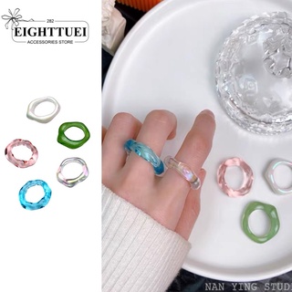 Nhẫn nhựa trong suốt suốt nhiều màu - phụ kiện Eighttuei