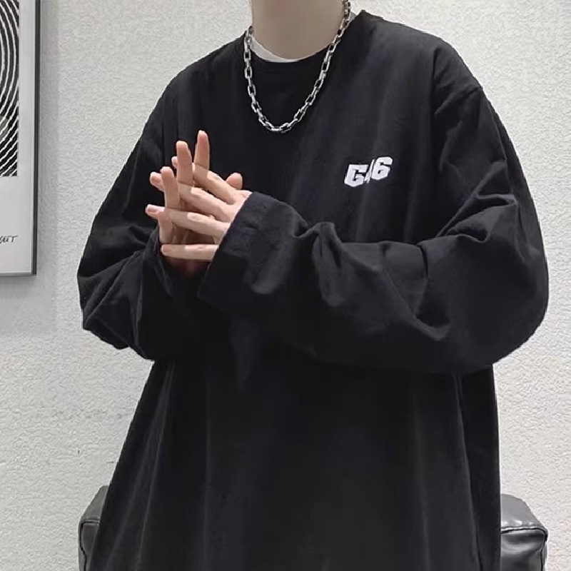 Áo Thun Tay Dài Dáng Rộng In Chữ Hoạt Hình Thoải Mái Thời Trang Cho Nam Và Nữ Size M-5XL