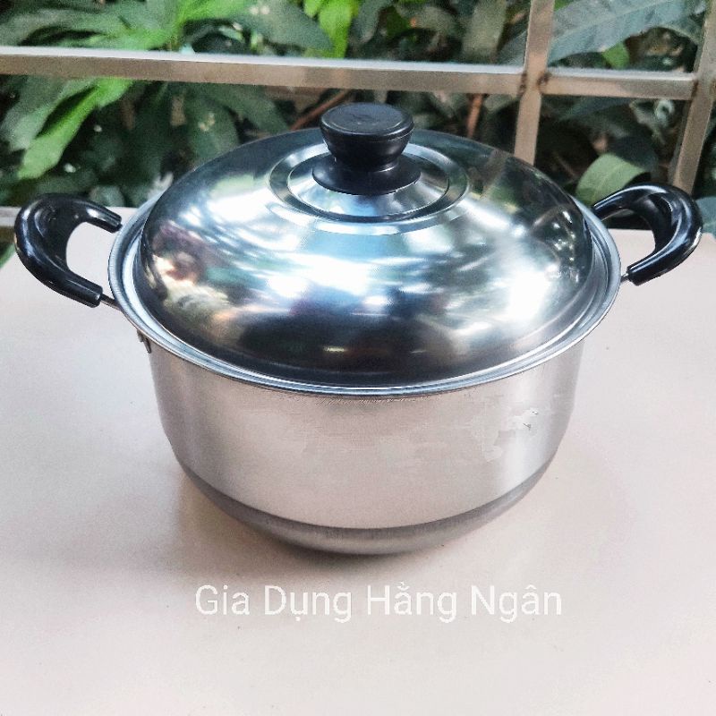 Nồi inox size 23cm có quai chống nóng - Nồi dùng bếp từ, bếp ga