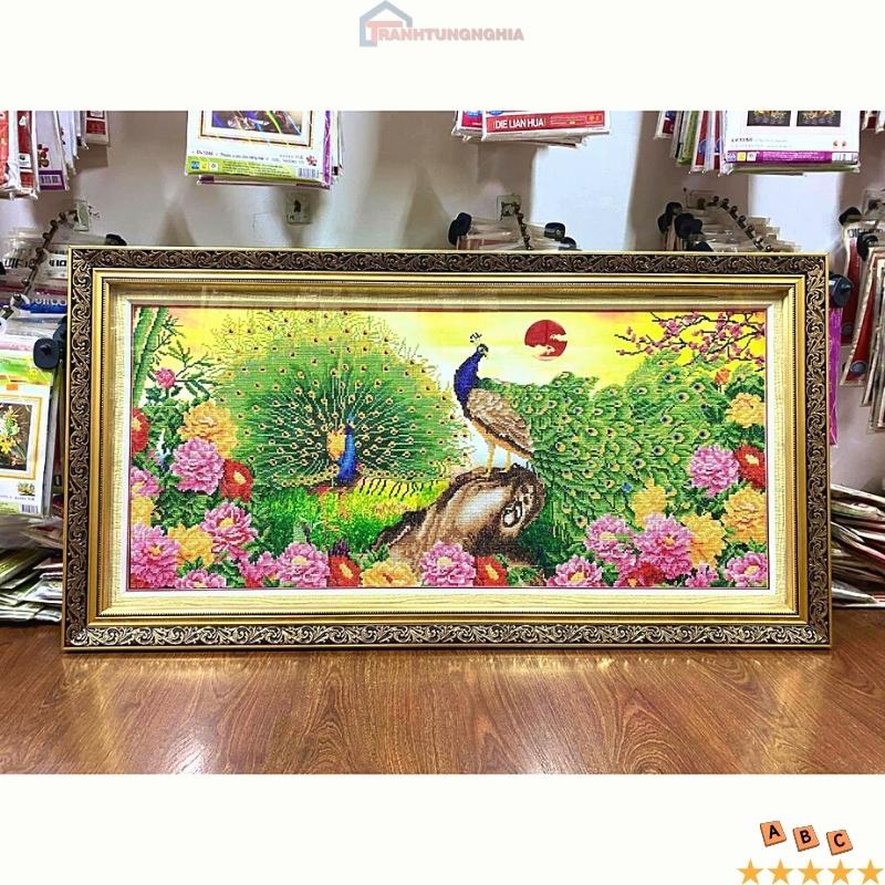 Tranh đính đá, tranh thêu chữ thập công gia hòa vạn sự hưng