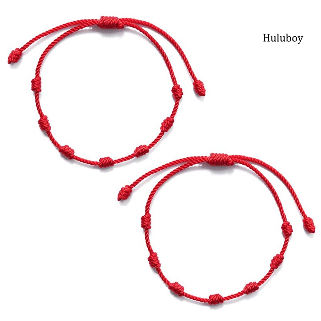 Bộ 2 Vòng Tay Bện Dây Đỏ May Mắn 7 Nút Bảo Vệ Trang Trí Năm Mới
