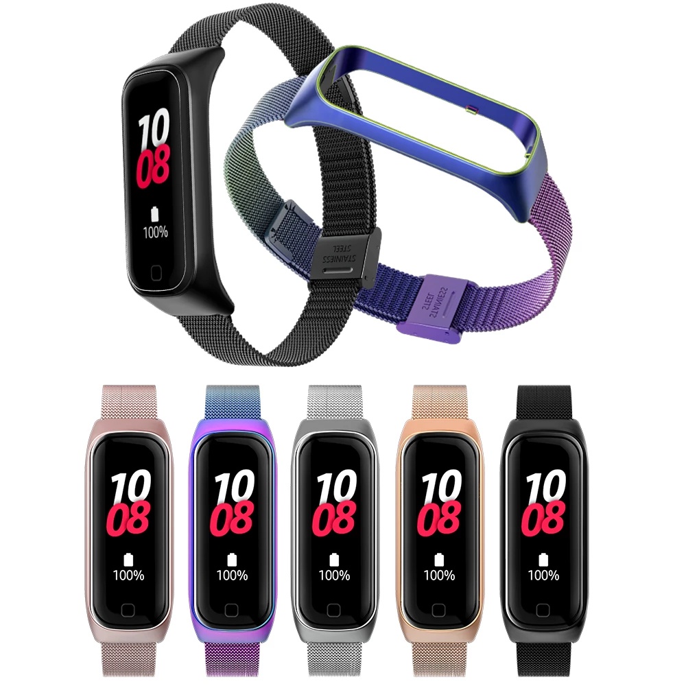Dây Đeo Inox Cho Đồng Hồ Thông Minh Samsung Galaxy Fit 2 Kèm Khóa Cài Tùy Chỉnh Phù Hợp Với2 R220