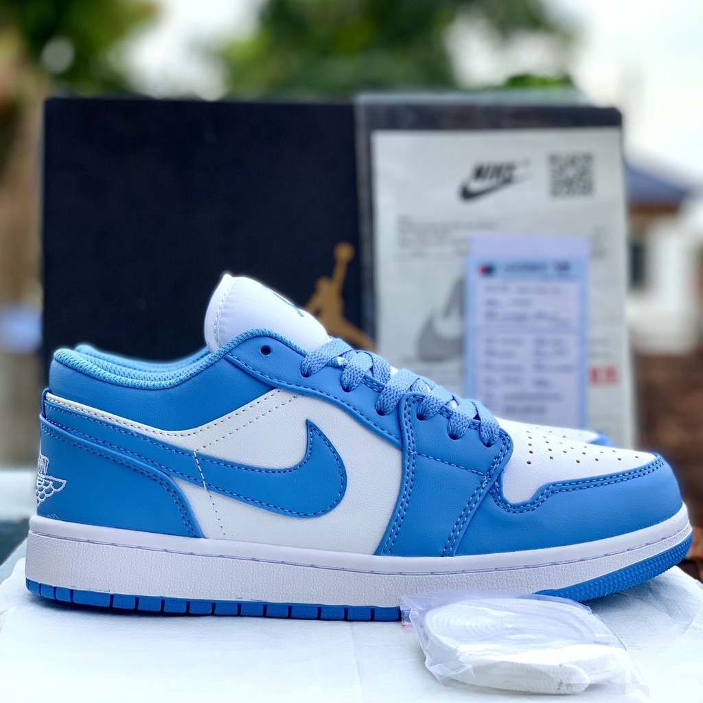 Giày Sneaker cổ thấp JD 1 Low UNC Xanh Trắng Cổ Thấp Nam Nữ Full Box Bill