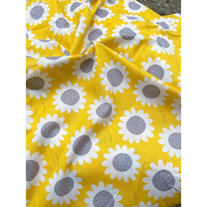 vải thô cotton hoa hướng dương mặt trời mịn mát